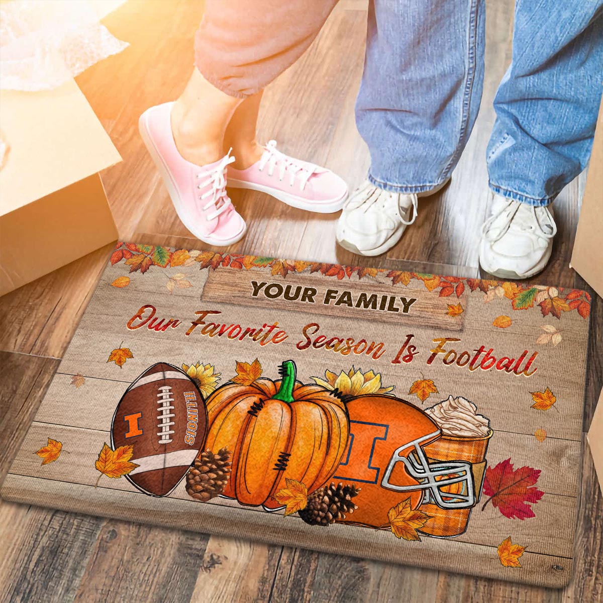 Sportswearmerch Illinois Fighting Illini NCAA Our Favorite Season is Football Doormat For Fan