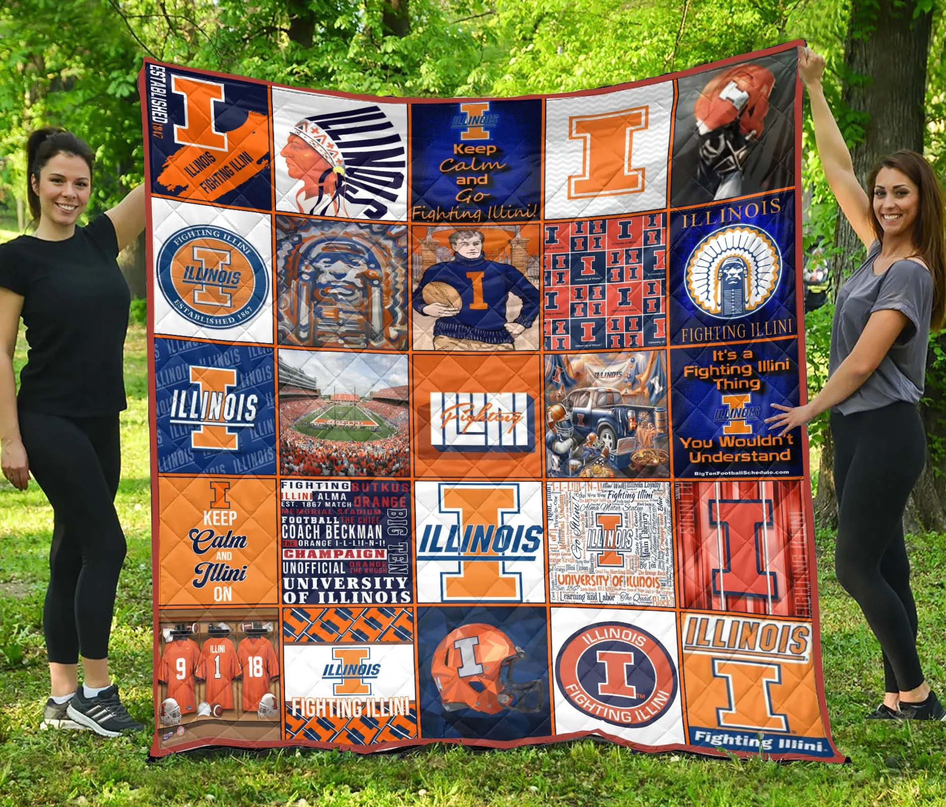 Sportswearmerch Illinois Fighting Illini NCAA Quilt Blanket For Fan