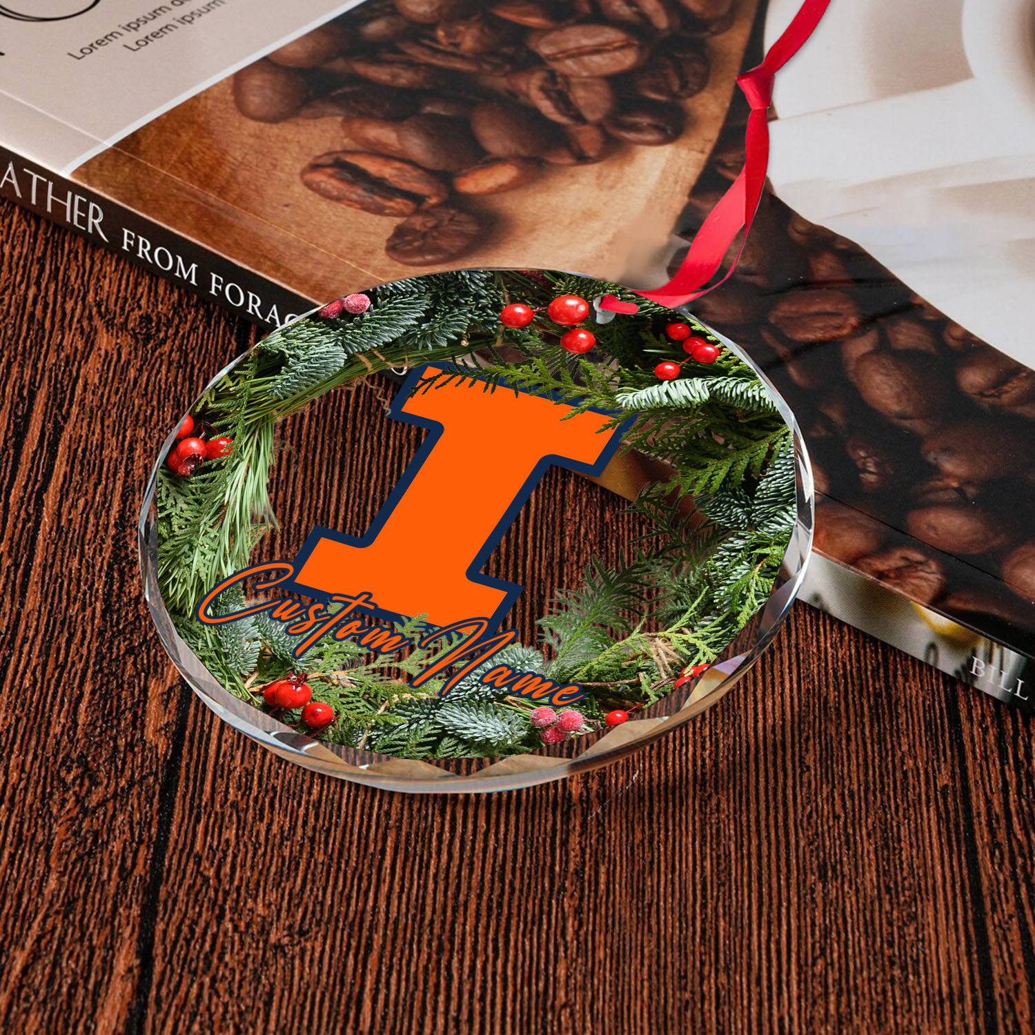 Sportswearmerch Illinois Fighting Illini NCAA x Christmas Glass Ornament Gift For Fans