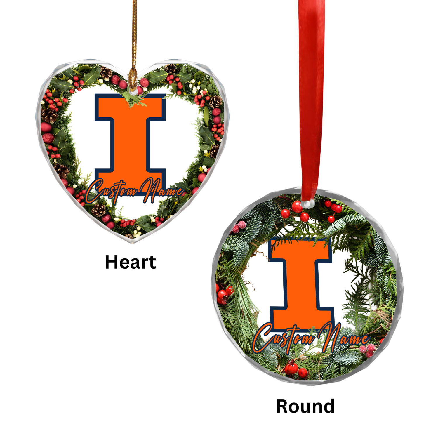 Sportswearmerch Illinois Fighting Illini NCAA x Christmas Glass Ornament Gift For Fans