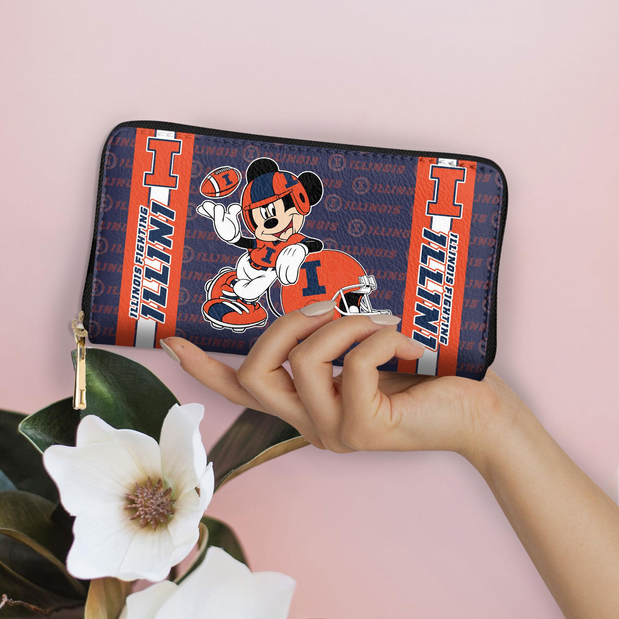 Sportswearmerch Illinois Fighting Illini NCAA x Mickey Women Leather Handbag For Fan