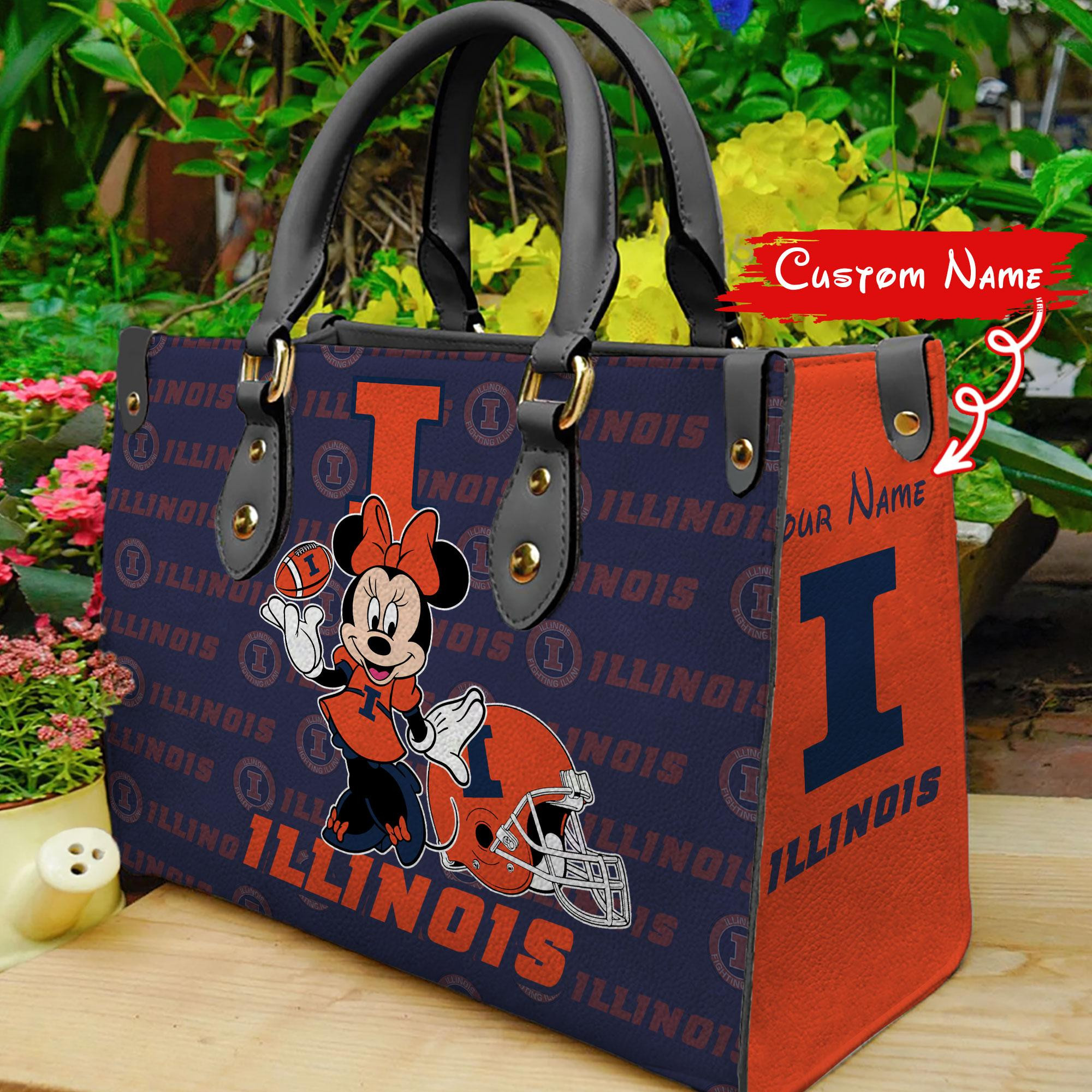Sportswearmerch Illinois Fighting Illini NCAA x Minnie Women Leather Handbag For Fan