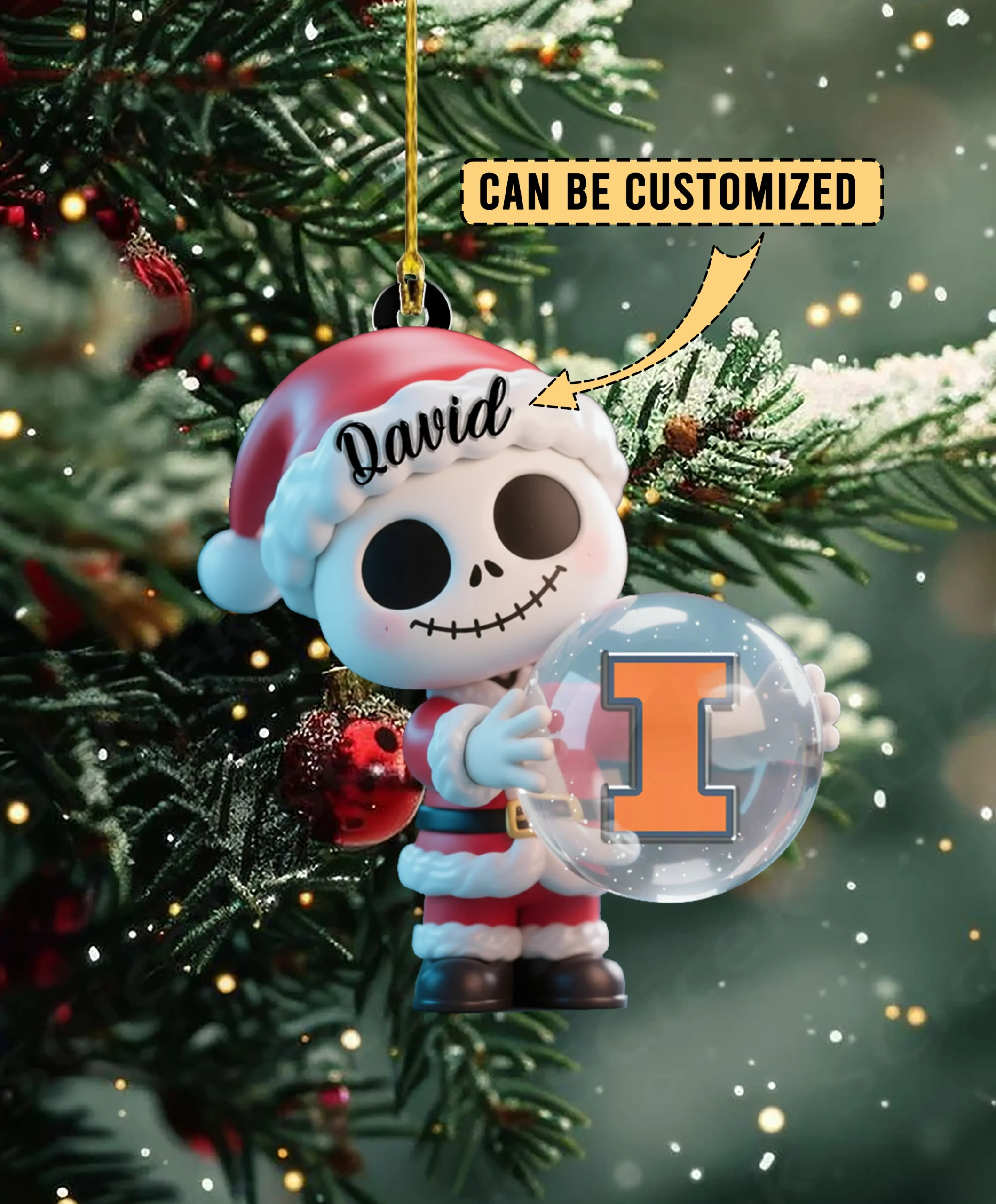 Sportswearmerch Illinois Fighting Illini NCAA x The Nightmare Before Christmas Acrylic Ornament Gift For Fans