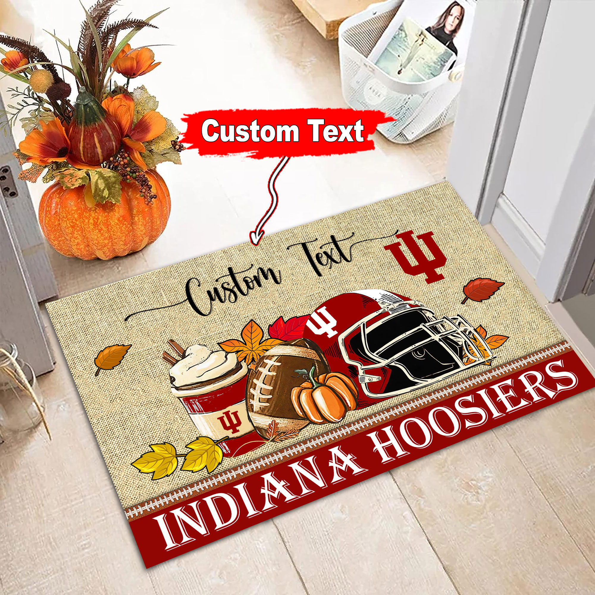 Sportswearmerch Indiana Hoosiers NCAA Fall Football Custom Doormat For Fan