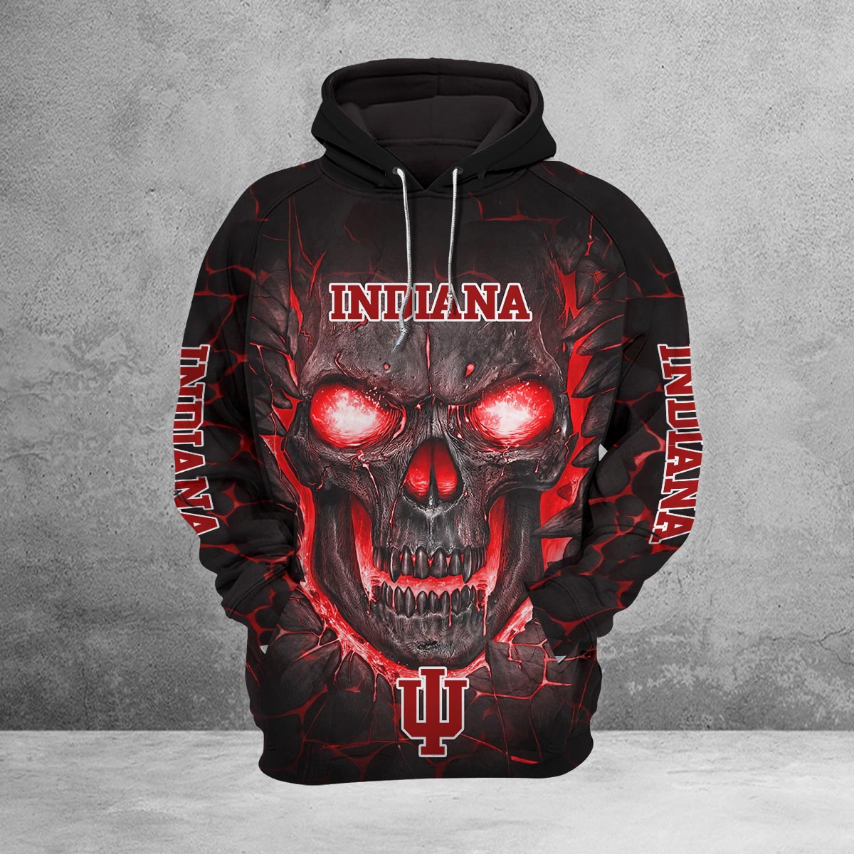 Sportswearmerch Indiana Hoosiers NCAA Lava Skull Hoodie For Fan