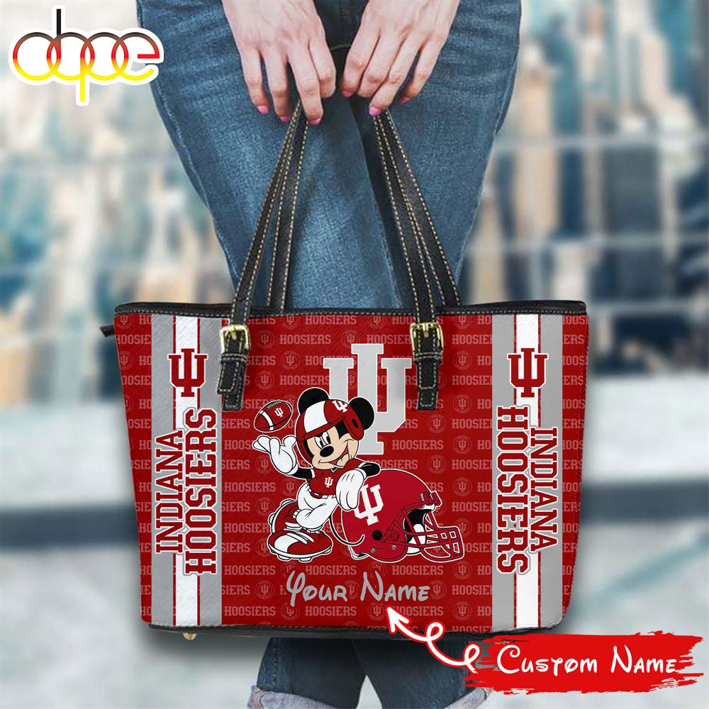Sportswearmerch Indiana Hoosiers NCAA Mickey Women Leather Tote Bag For Fan