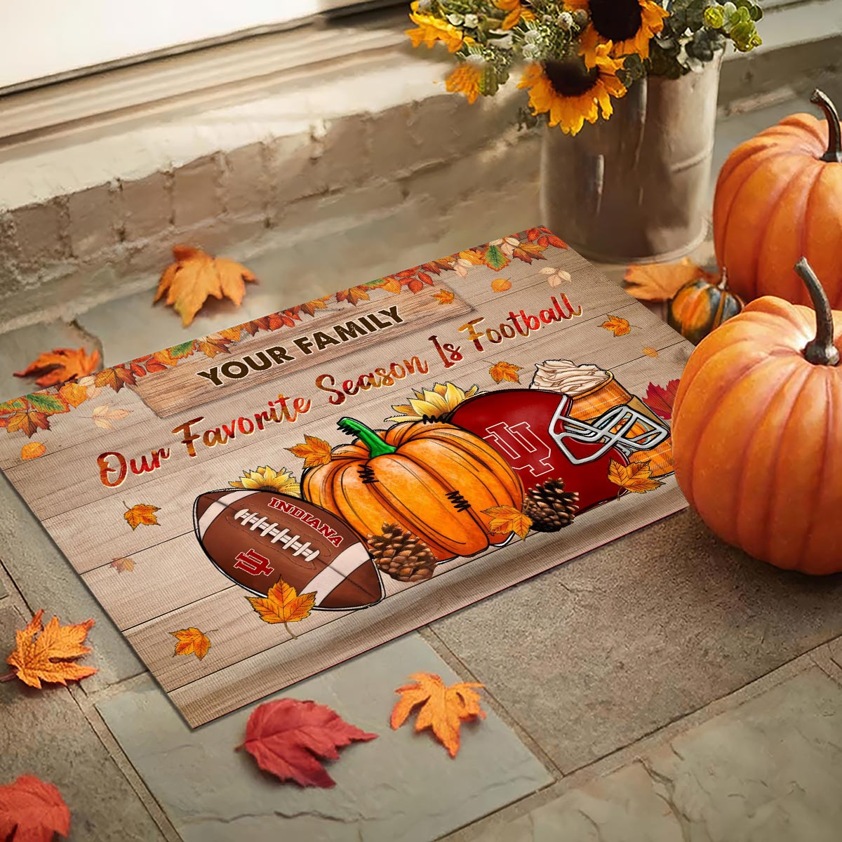 Sportswearmerch Indiana Hoosiers NCAA Our Favorite Season is Football Doormat For Fan