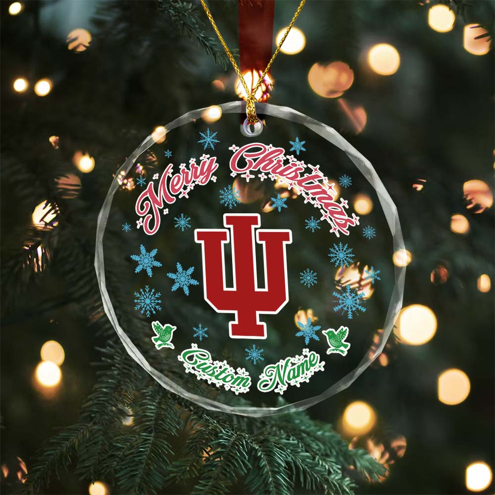Sportswearmerch Indiana Hoosiers NCAA x Christmas Glass Ornament Gift For Fans