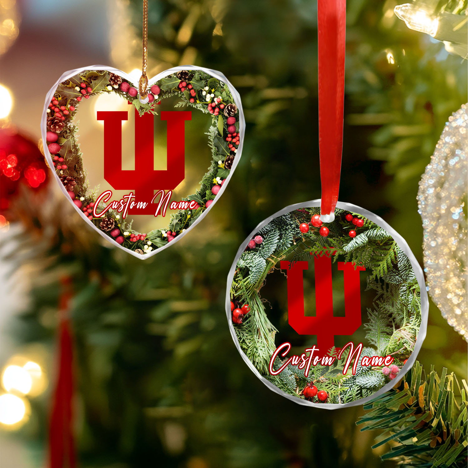 Sportswearmerch Indiana Hoosiers NCAA x Christmas Glass Ornament Gift For Fans