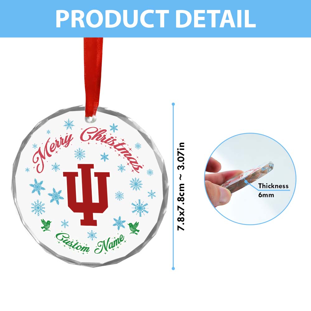 Sportswearmerch Indiana Hoosiers NCAA x Christmas Glass Ornament Gift For Fans
