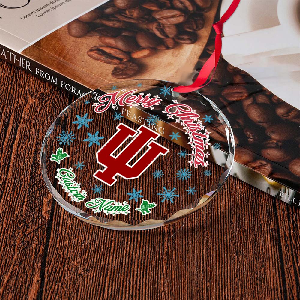 Sportswearmerch Indiana Hoosiers NCAA x Christmas Glass Ornament Gift For Fans