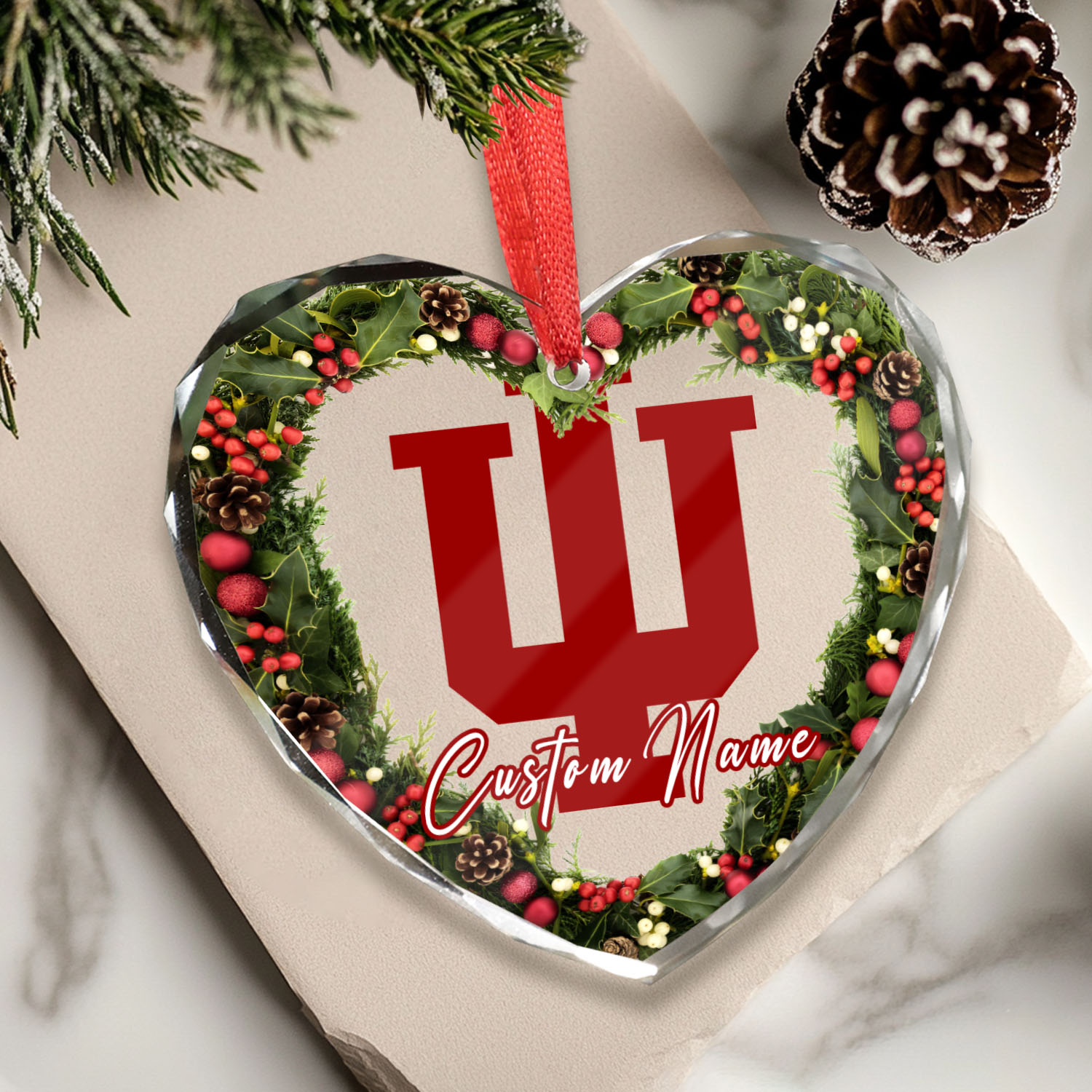 Sportswearmerch Indiana Hoosiers NCAA x Christmas Glass Ornament Gift For Fans