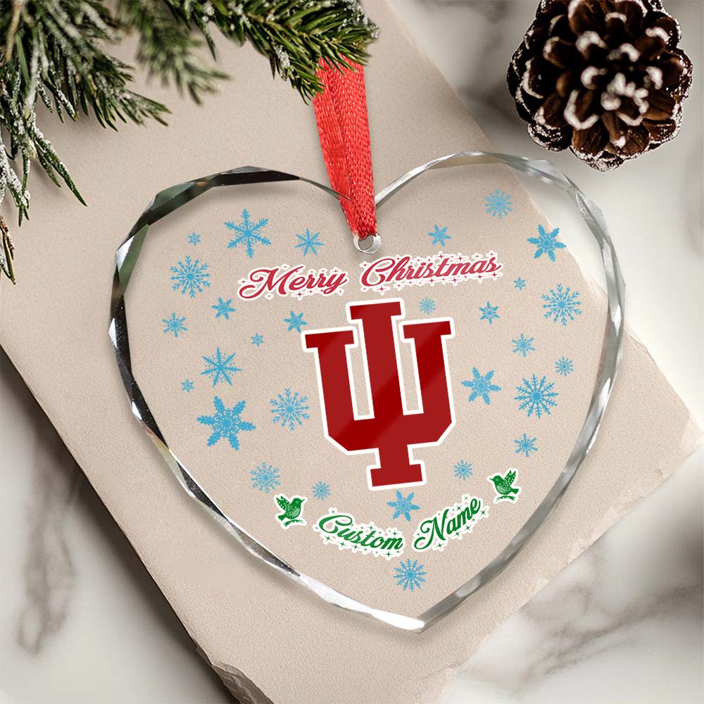 Sportswearmerch Indiana Hoosiers NCAA x Christmas Glass Ornament Gift For Fans