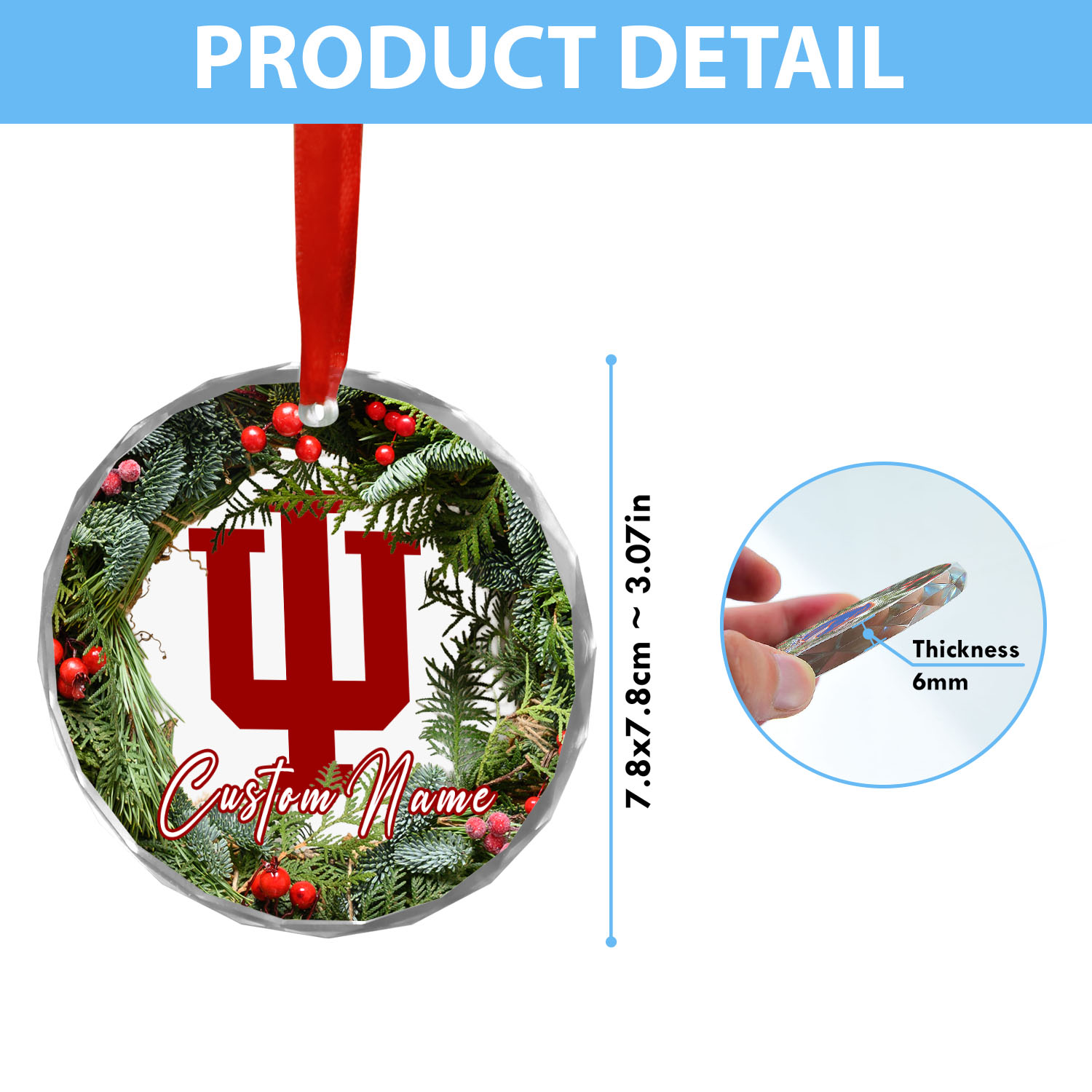 Sportswearmerch Indiana Hoosiers NCAA x Christmas Glass Ornament Gift For Fans
