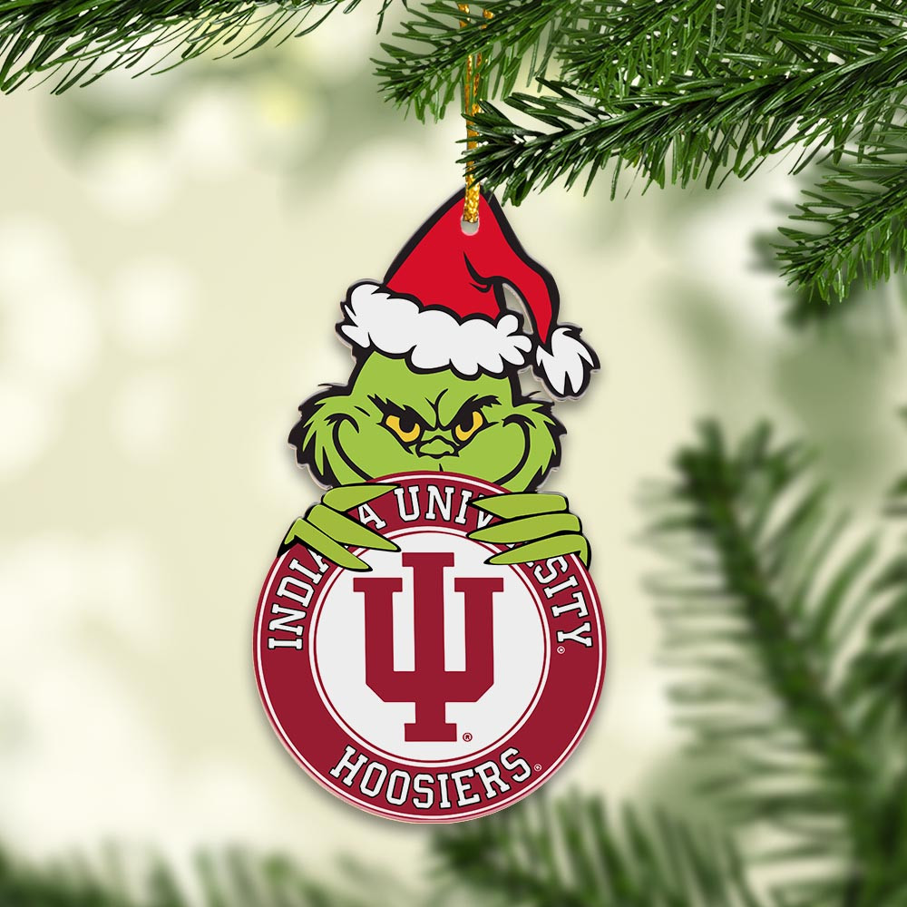 Sportswearmerch Indiana Hoosiers NCAA x Grinch Christmas Acrylic Ornament For Fans