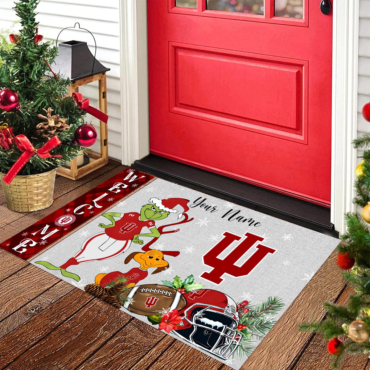 Sportswearmerch Indiana Hoosiers NCAA x Grinch Christmas Welcome Football Doormat For Fan