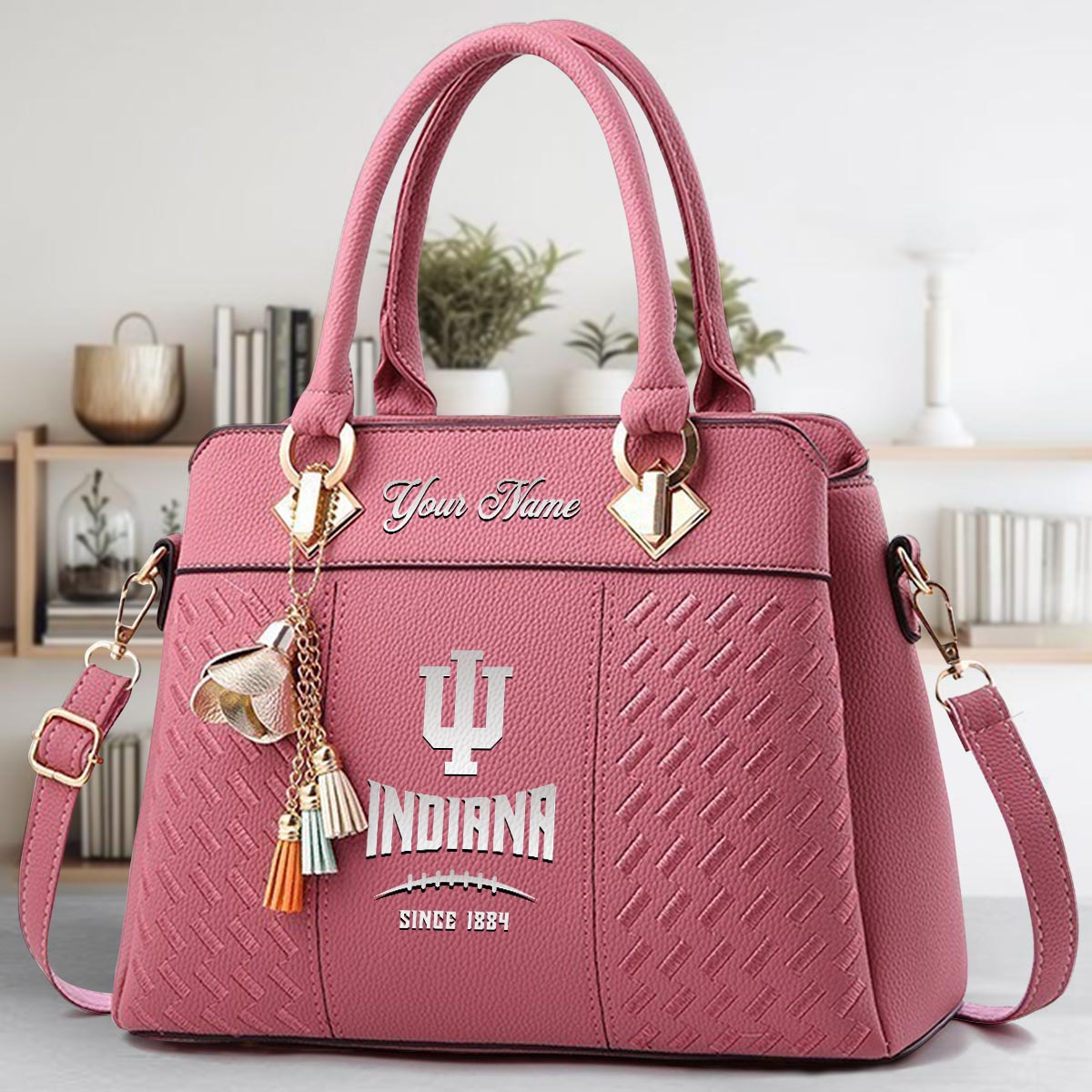 Sportswearmerch Indiana Hoosiers NCAA Zip Leather Handbag For Fan
