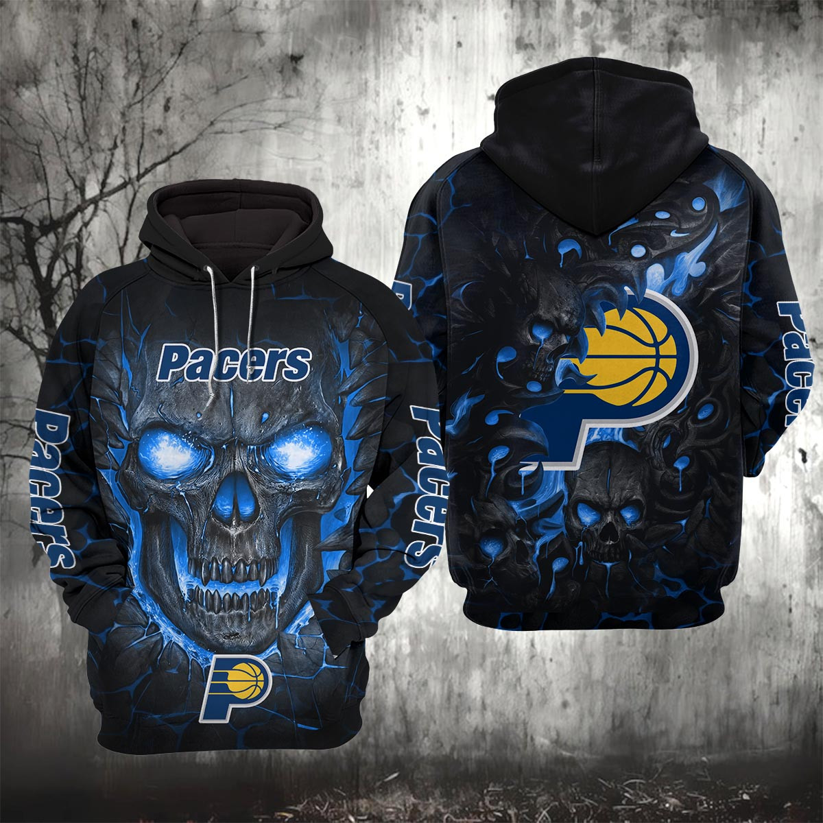 Sportswearmerch Indiana Pacers NBA Lava Skull Hoodie For Fan