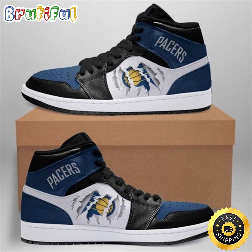 Sportswearmerch Indiana Pacers NBA Scratch AJ1 High Sneakers Shoes For Men And Women