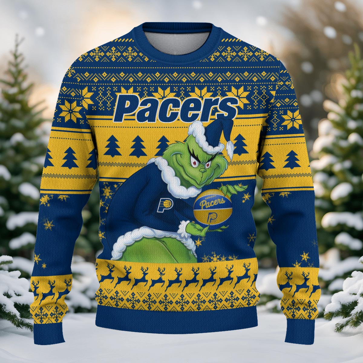 Sportswearmerch Indiana Pacers NBA x Grinch Christmas Ugly Sweater For Fans