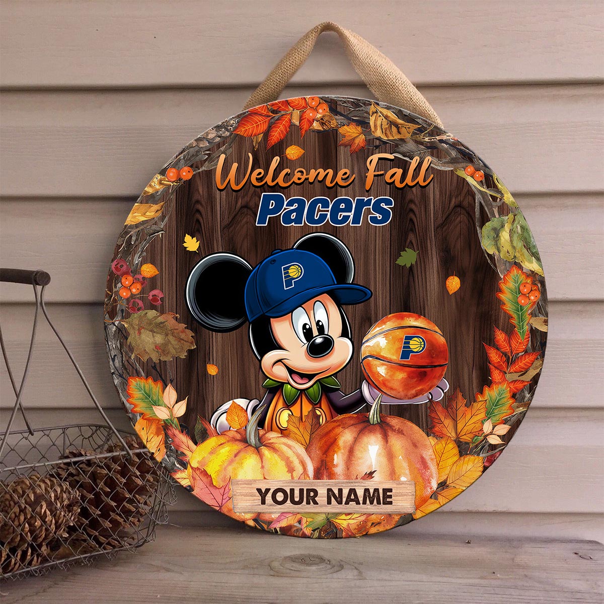 Sportswearmerch Indiana Pacers NBA x Mickey Round Wooden Sign For Fan