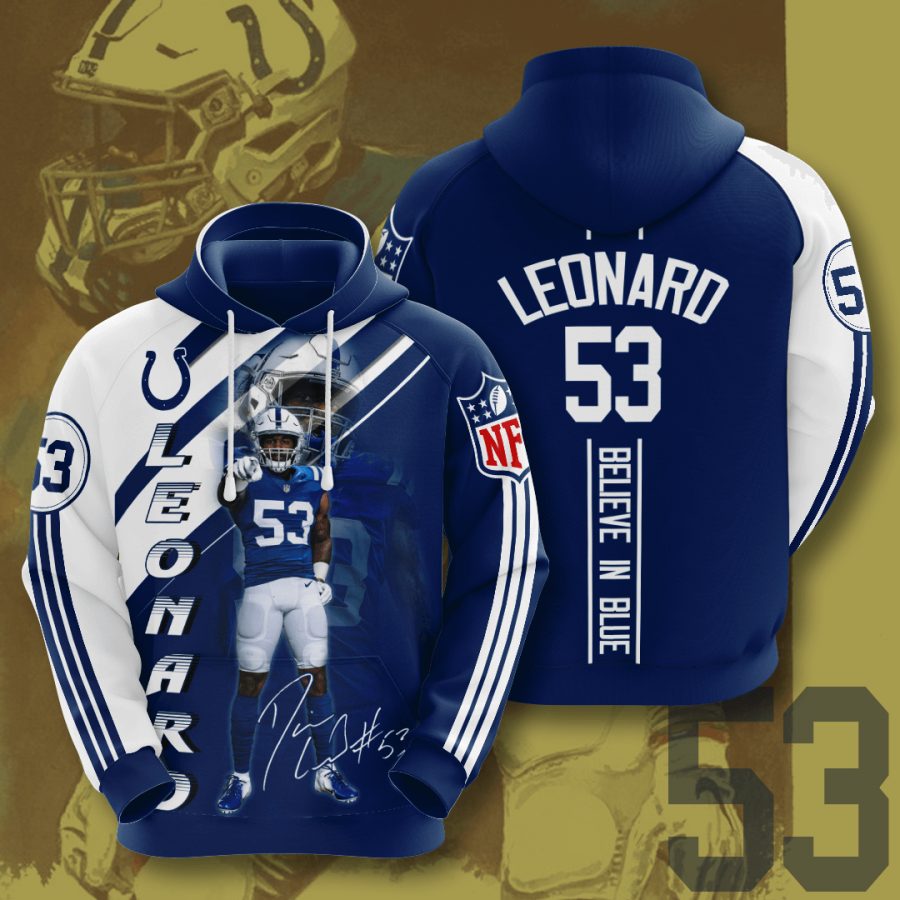 Sportswearmerch Indianapolis Colts NFL Darius Leonard Stripes Personalized Hoodie For Fan