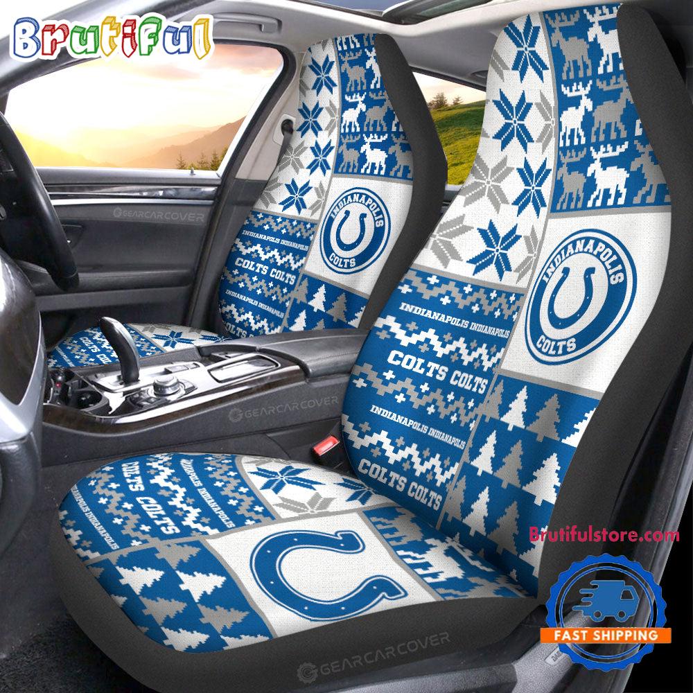 Sportswearmerch Indianapolis Colts NFL Design Christmas Car Seat Covers For Fan