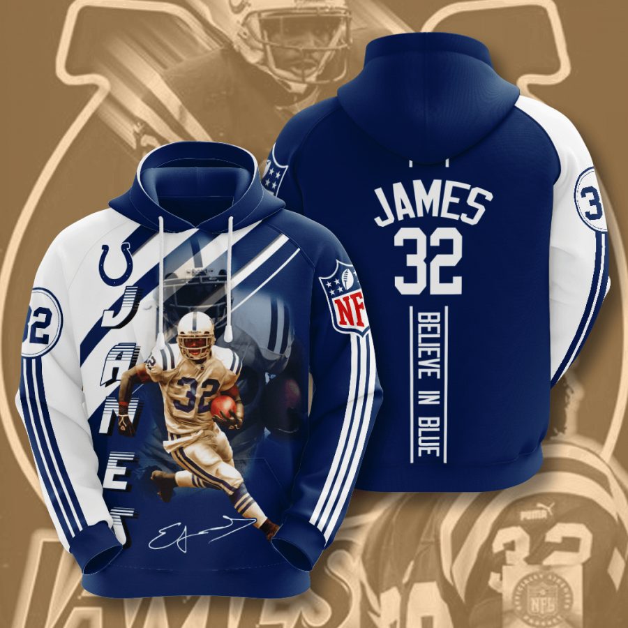 Sportswearmerch Indianapolis Colts NFL Edgerrin James Stripes Personalized Hoodie For Fan