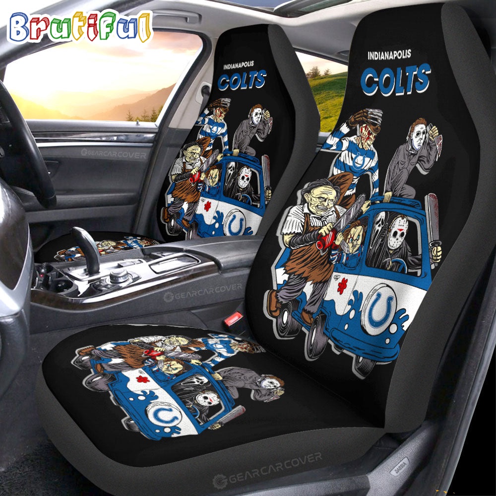Sportswearmerch Indianapolis Colts NFL Horror Characters Essential Halloween Car Seat Covers For Fan