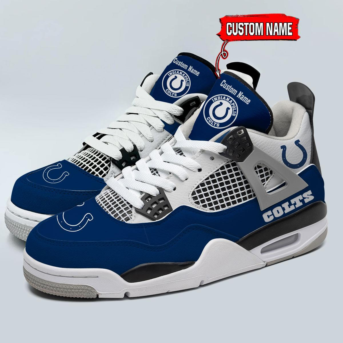 Sportswearmerch Indianapolis Colts NFL Personalized AJ4 Sneakers Shoes For Men And Women