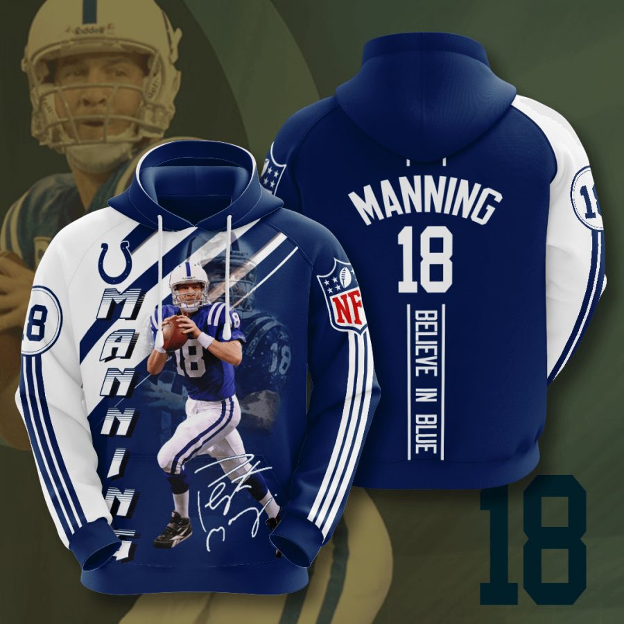Sportswearmerch Indianapolis Colts NFL Peyton Manning Stripes Personalized Hoodie For Fan