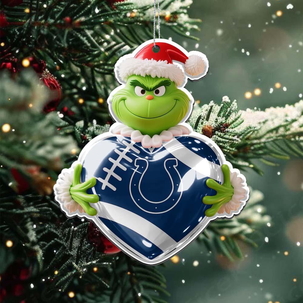 Sportswearmerch Indianapolis Colts NFL The Grinch x Christmas Acrylic Ornament Gift For Fan