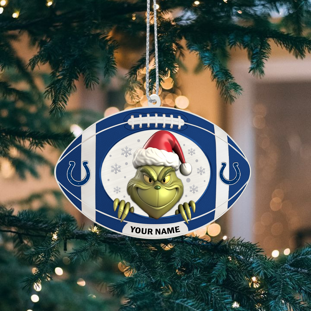 Sportswearmerch Indianapolis Colts NFL The Grinch x Christmas Acrylic Ornament Gift For Fan