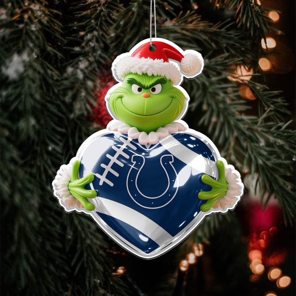 Sportswearmerch Indianapolis Colts NFL The Grinch x Christmas Acrylic Ornament Gift For Fan