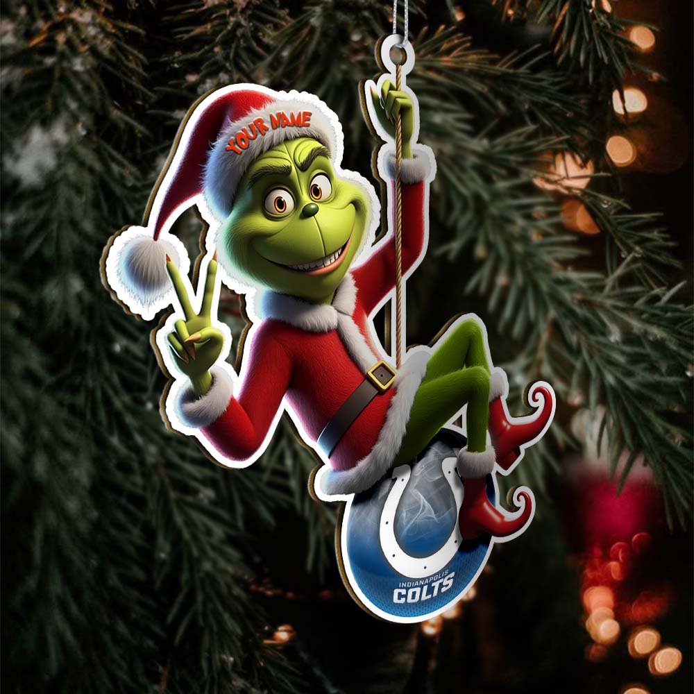 Sportswearmerch Indianapolis Colts NFL The Grinch x Christmas Acrylic Ornament Gift For Fan