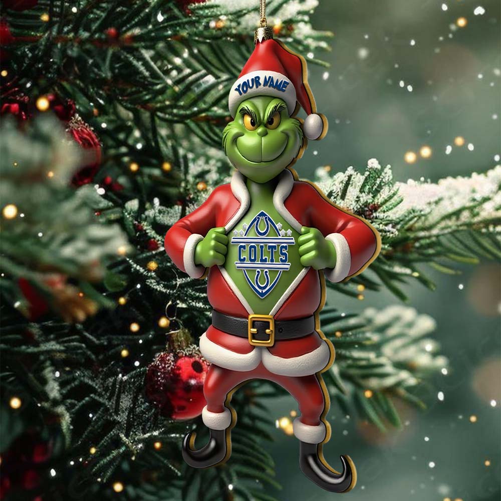 Sportswearmerch Indianapolis Colts NFL The Grinch x Christmas Acrylic Ornament Gift For Fan
