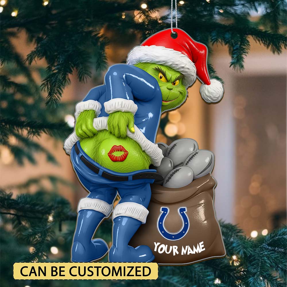 Sportswearmerch Indianapolis Colts NFL The Grinch x Christmas Acrylic Ornament Gift For Fan