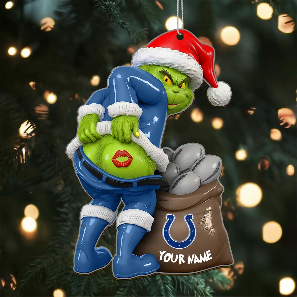 Sportswearmerch Indianapolis Colts NFL The Grinch x Christmas Acrylic Ornament Gift For Fan