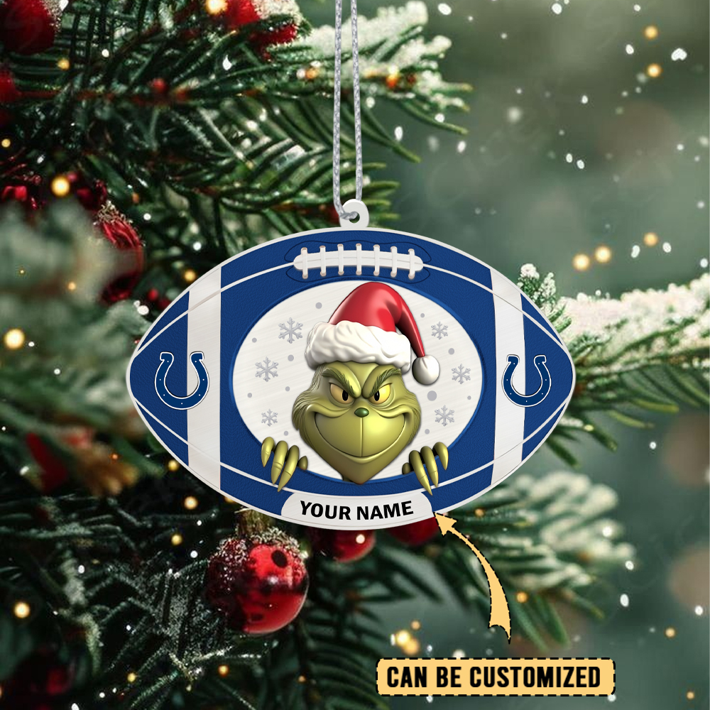 Sportswearmerch Indianapolis Colts NFL The Grinch x Christmas Acrylic Ornament Gift For Fan