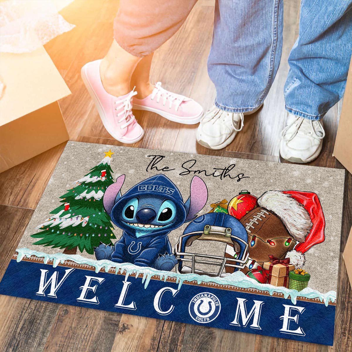 Sportswearmerch Indianapolis Colts NFL x Cute Stitch Christmas Doormat For Fan