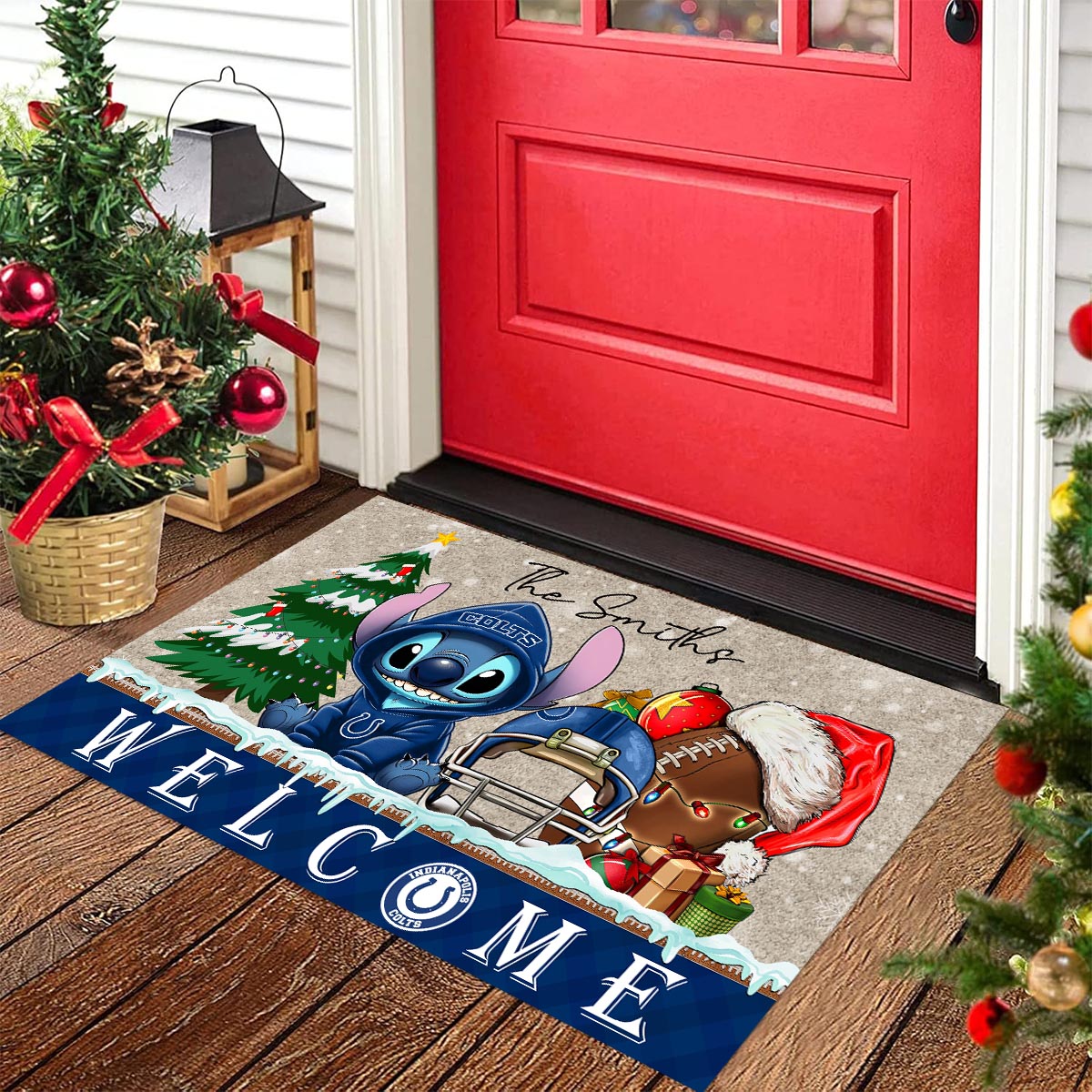 Sportswearmerch Indianapolis Colts NFL x Cute Stitch Christmas Doormat For Fan