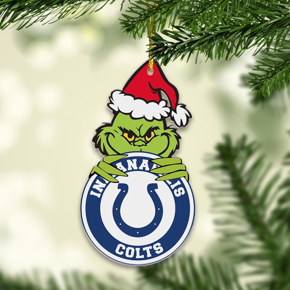 Sportswearmerch Indianapolis Colts NFL x Grinch Christmas Acrylic Ornament For Fans
