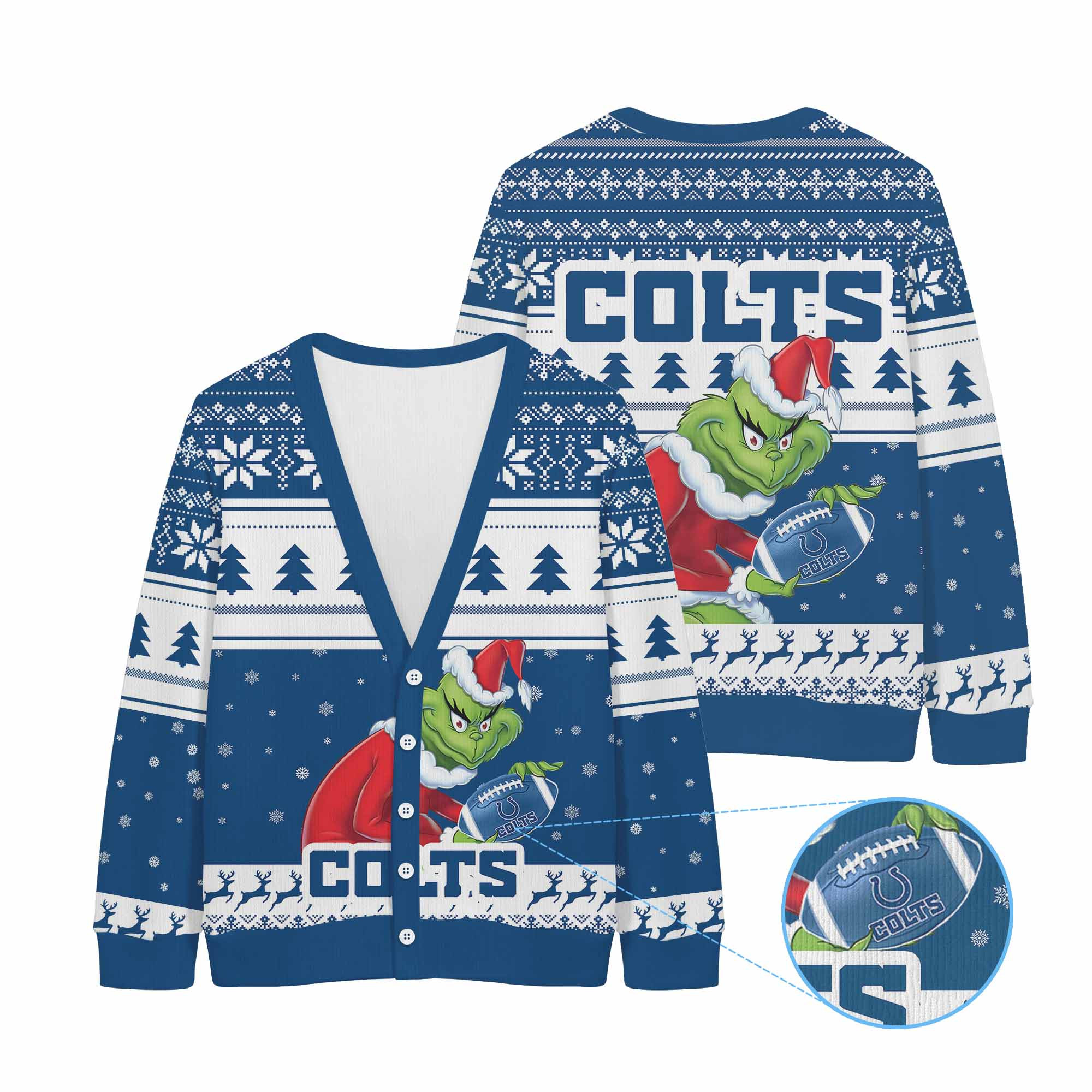 Sportswearmerch Indianapolis Colts NFL x Grinch Christmas Cardigan For Fan