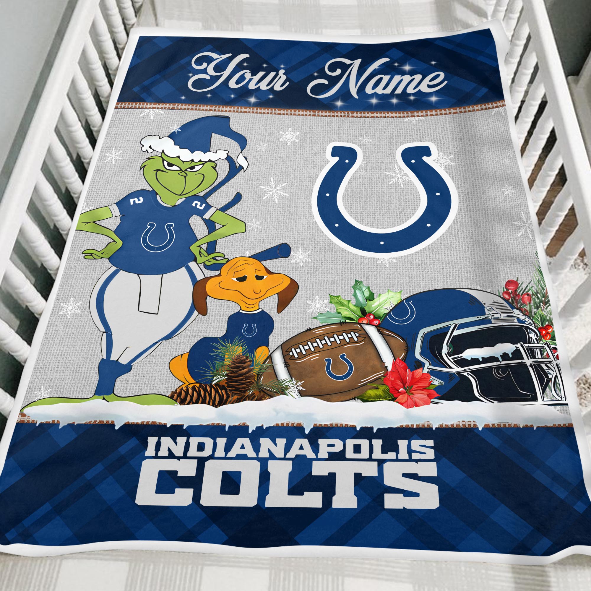 Sportswearmerch Indianapolis Colts NFL x Grinch Christmas Fleece Blanket For Fan