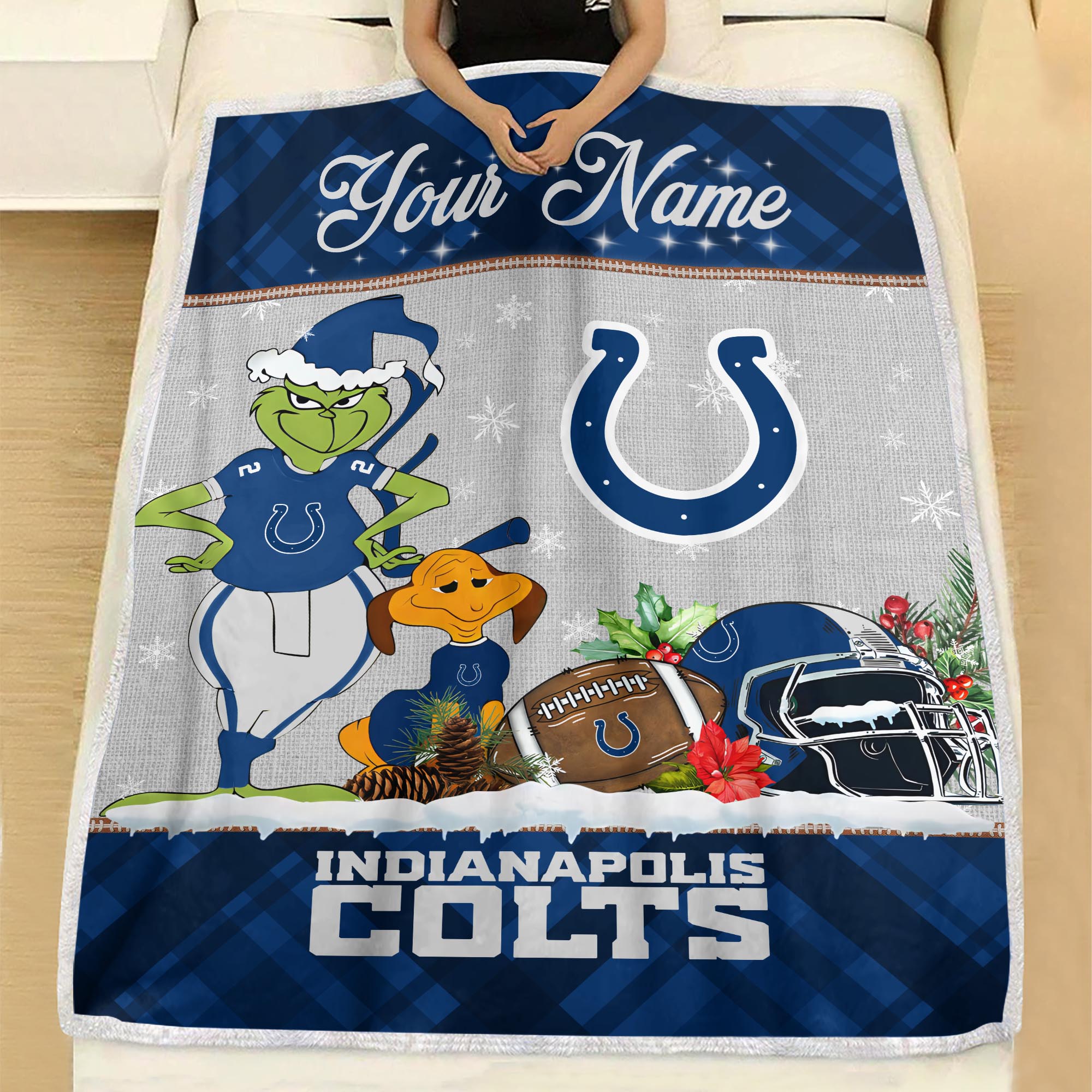 Sportswearmerch Indianapolis Colts NFL x Grinch Christmas Fleece Blanket For Fan