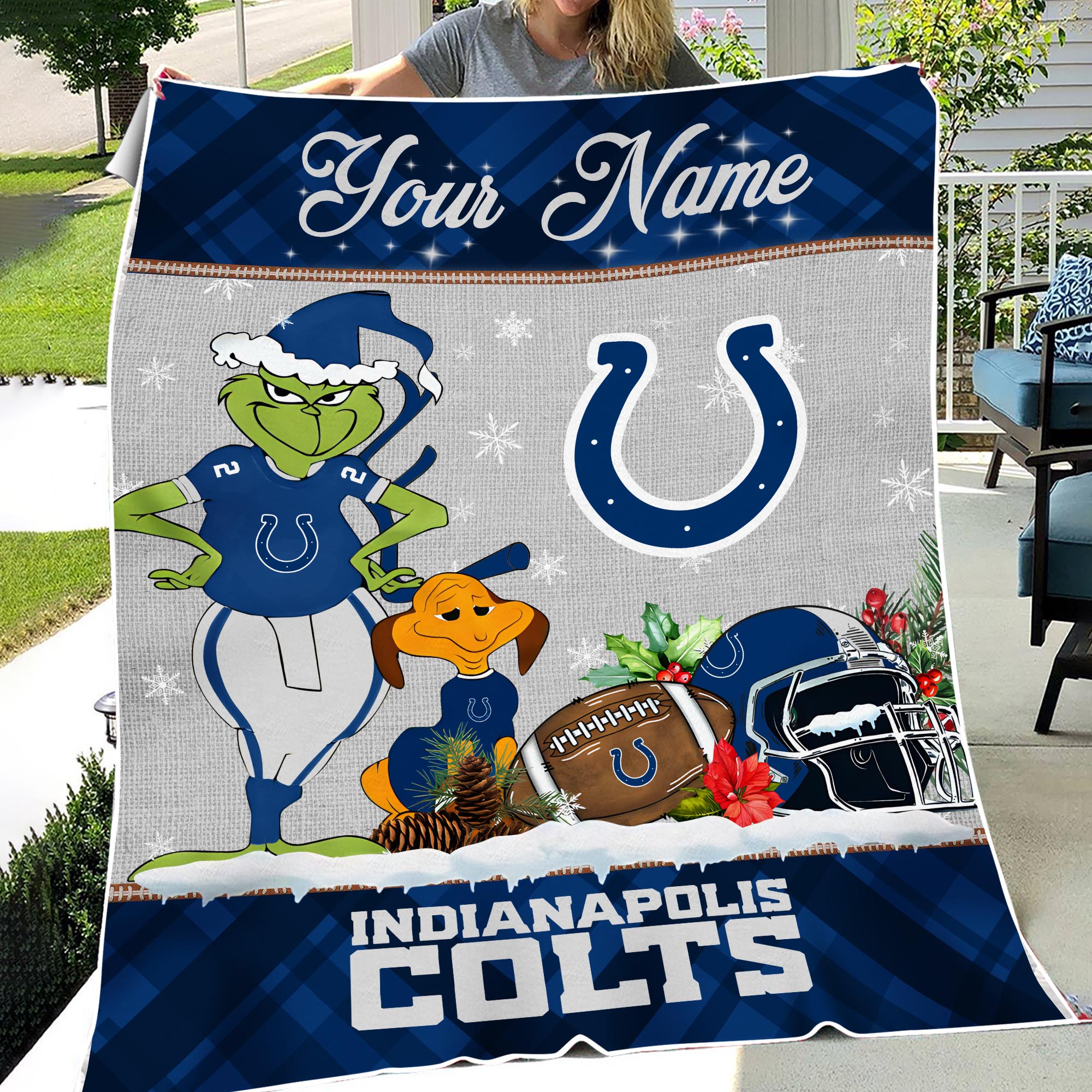 Sportswearmerch Indianapolis Colts NFL x Grinch Christmas Fleece Blanket For Fan