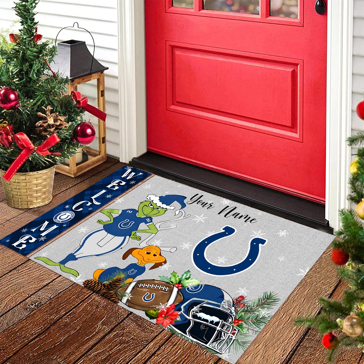 Sportswearmerch Indianapolis Colts NFL x Grinch Christmas Welcome Football Doormat For Fan