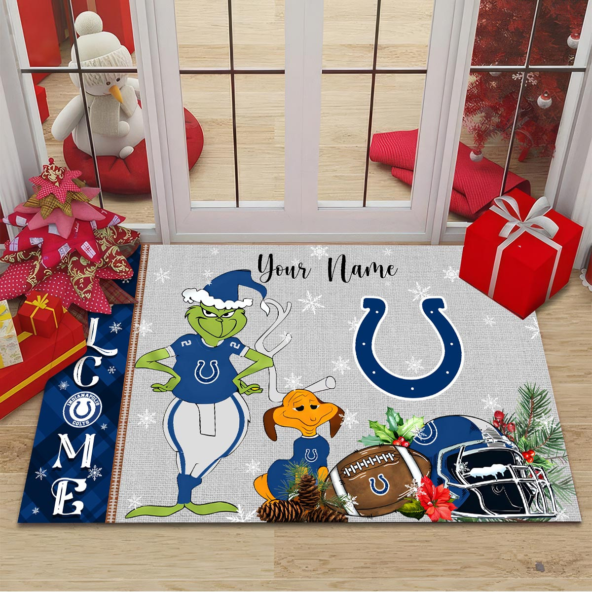 Sportswearmerch Indianapolis Colts NFL x Grinch Christmas Welcome Football Doormat For Fan