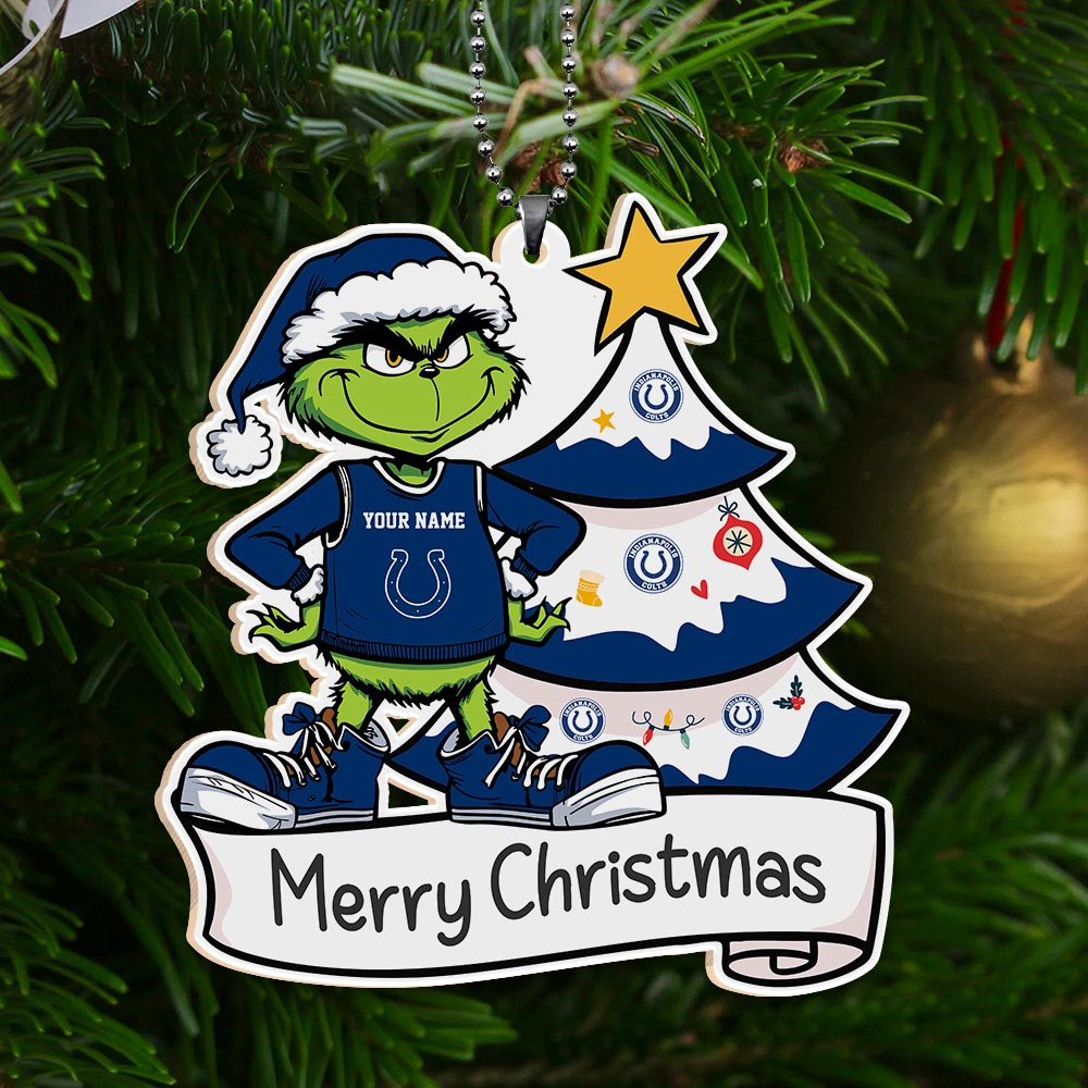 Sportswearmerch Indianapolis Colts NFL x Grinch Merry Christmas Acrylic Ornament For Fans