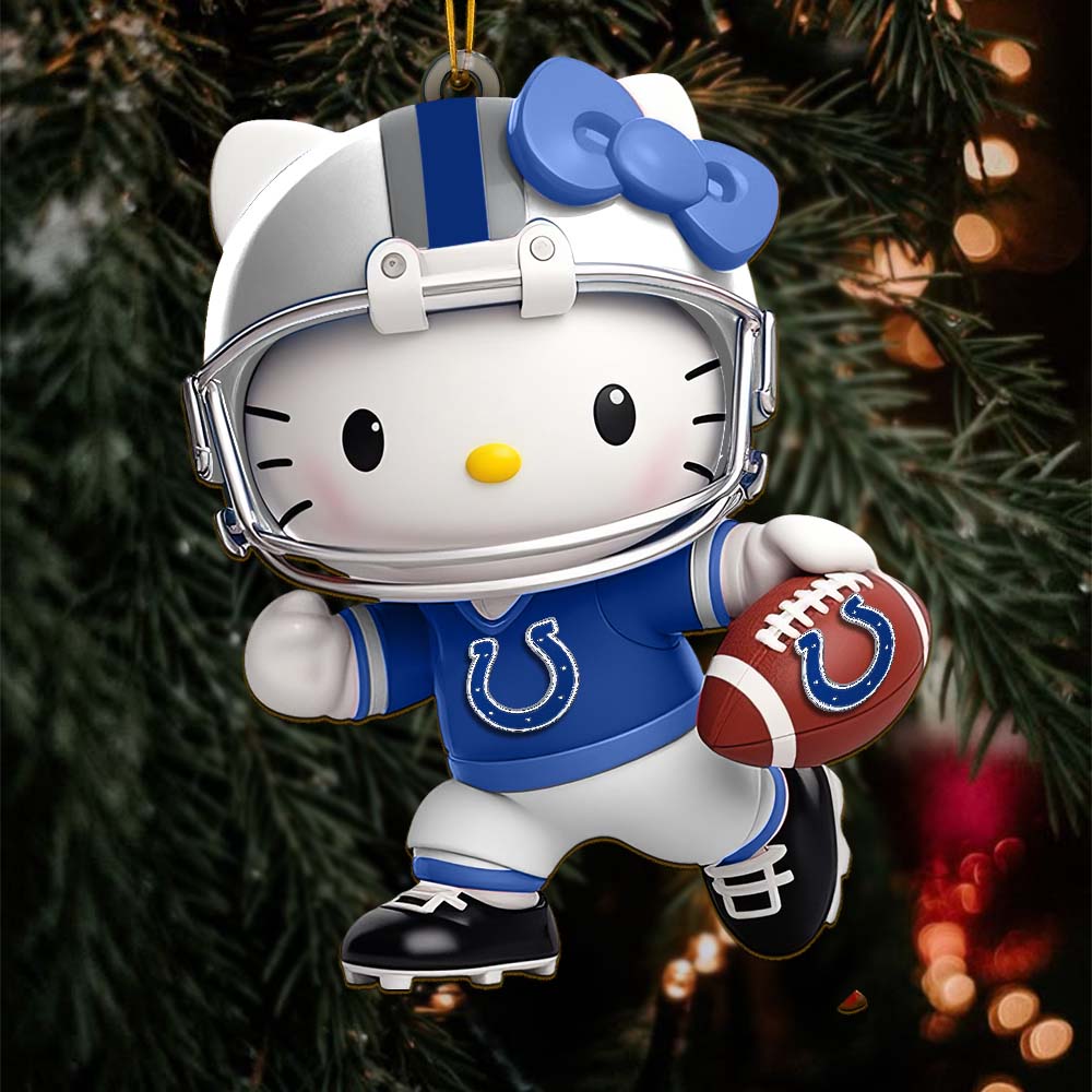 Sportswearmerch Indianapolis Colts NFL x Hello Kitty Personalized Acrylic Ornament Gift For Fans